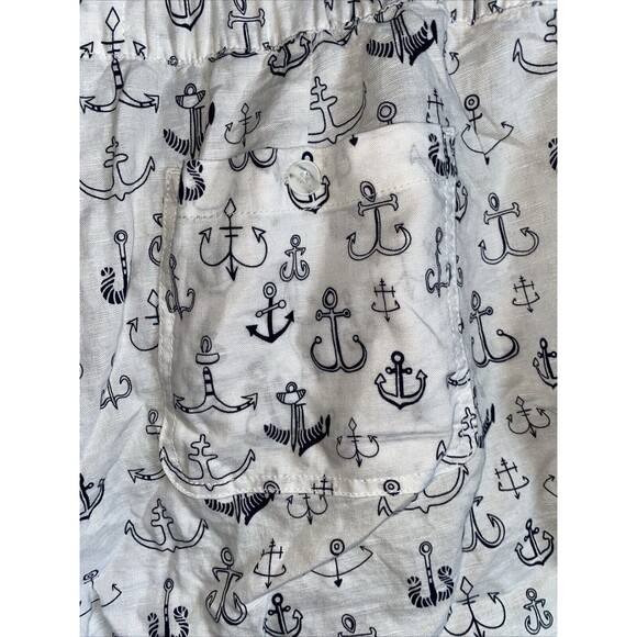 linen shorts Anchor Boat Nautical XL Elastic Waist Liz Claiborne Beach Lake - Picture 6 of 10